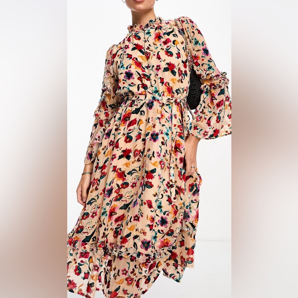 French Connection velvet floral burnout dress